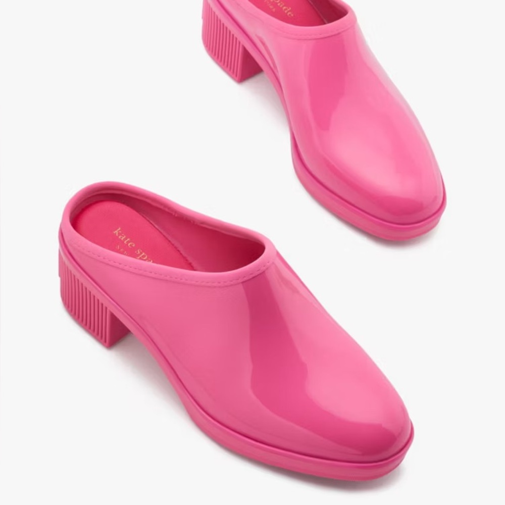 NWOT Kate Spade Pink Garden Puddle Clogs in PVC Rubber Size 10